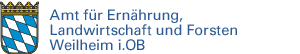 Schriftzug Amt für Ernährung, Landwirtschaft und Forsten Weilheim i. OB mit Link zur Startseite
